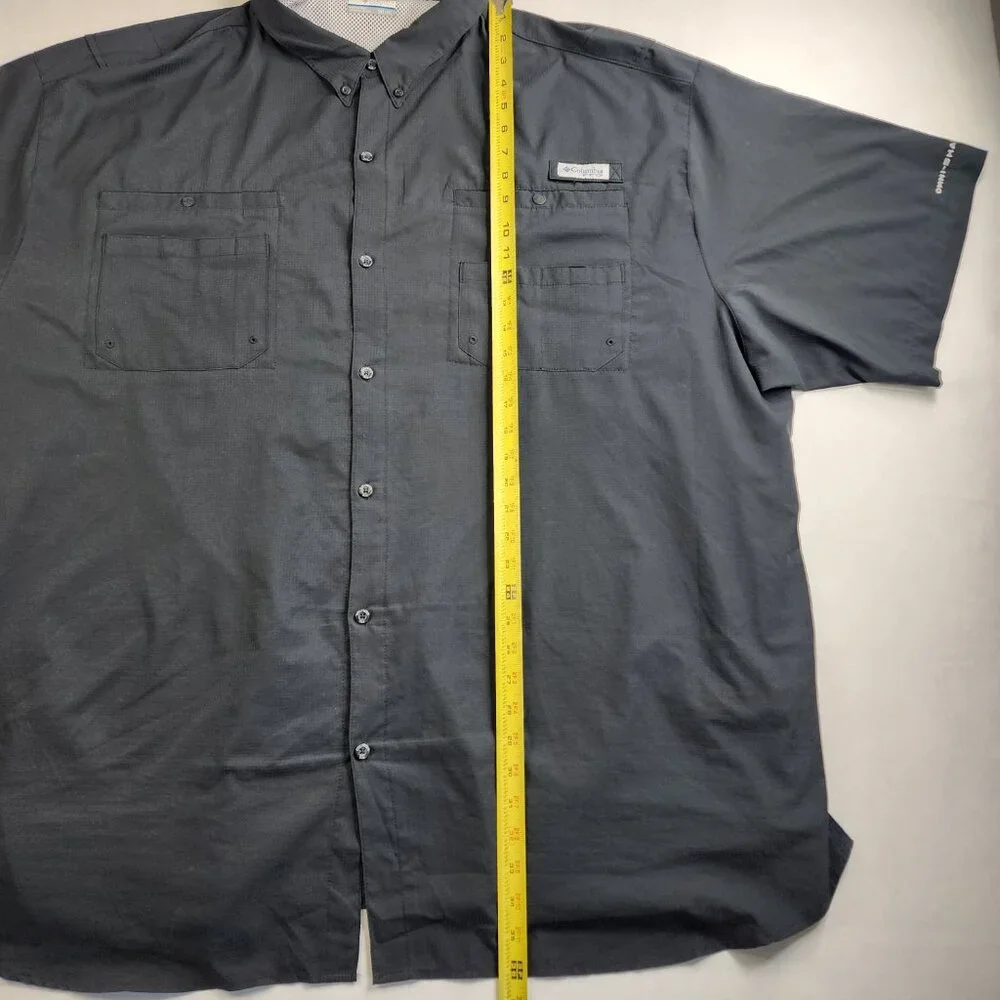 Columbia PFG Bahama Shirt Mens 5XT Tall Black Short Sleeve Vented Omni Shade - Picture 10 of 14